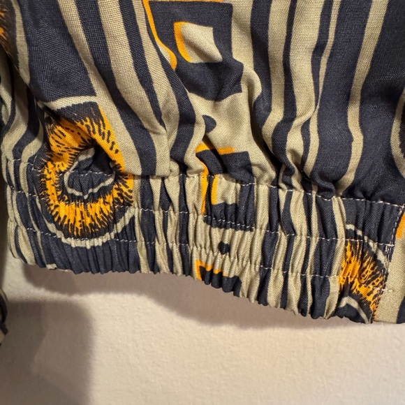 Vintage Tribal Geometric Bomber Jacket with Button Details, Partial Elastic Band - Picture 5 of 7